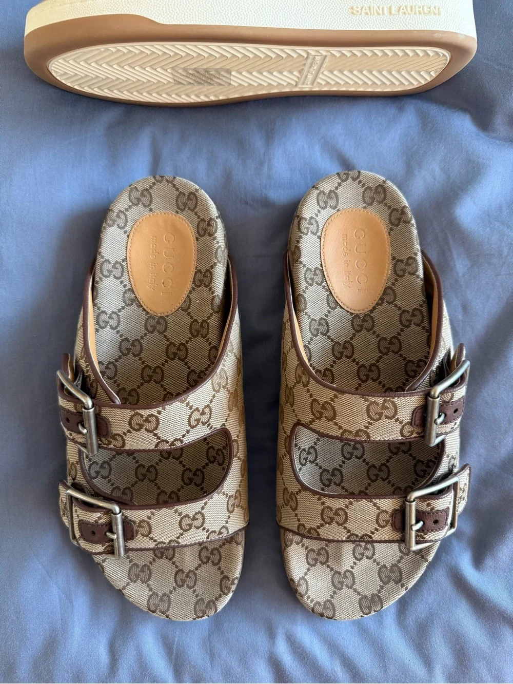 GUCCI Men's Sideline GG Canvas Slide Sandals